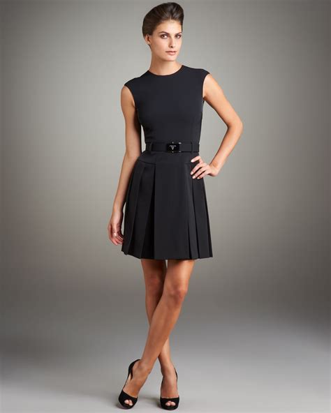 prada dress black|Prada pleated dress.